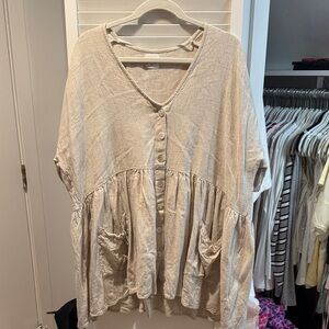 Princess Polly Cream Button-Down Top